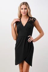 Floral Lace Shoulder Wrap Dress - Wear and Wander