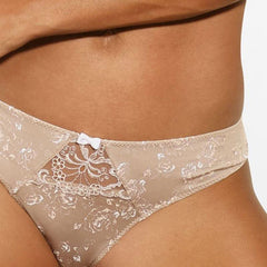Floral Semi Sheer Thong Panty Sawren Frappe - Wear and Wander
