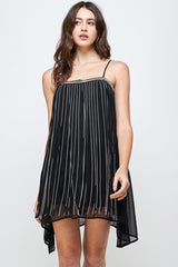 Flowy Sleeveless Mini Dress with Metallic Accents - Wear and Wander