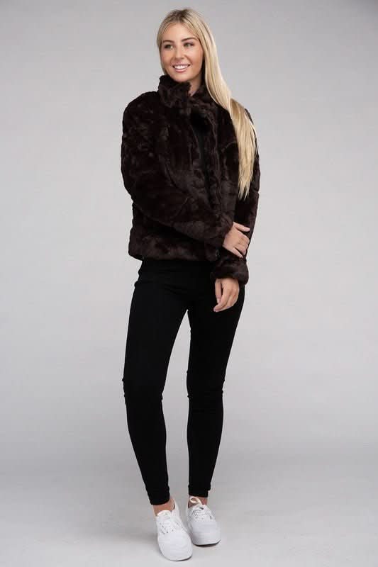 Fluffy Zip - Up Sweater Jacket - Wear and Wander
