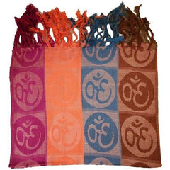 Four - Color Om Meditation Symbol Handwoven Tassel Scarf - Wear and Wander