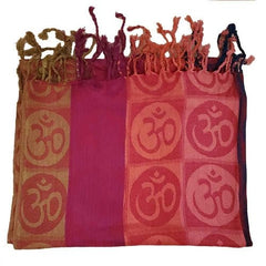 Four - Color Om Meditation Symbol Handwoven Tassel Scarf - Wear and Wander