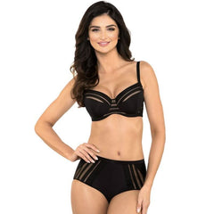 Full Figure Padded Striped Bra Gorteks Luna Black - Wear and Wander