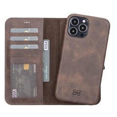 Full Leather Coating Detachable Wallet Case for Apple iPhone 13 Series - Wear and Wander