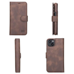 Full Leather Coating Detachable Wallet Case for Apple iPhone 13 Series - Wear and Wander