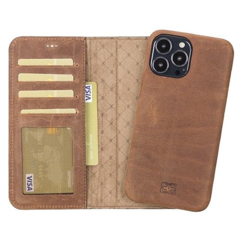 Full Leather Coating Detachable Wallet Case for Apple iPhone 13 Series - Wear and Wander