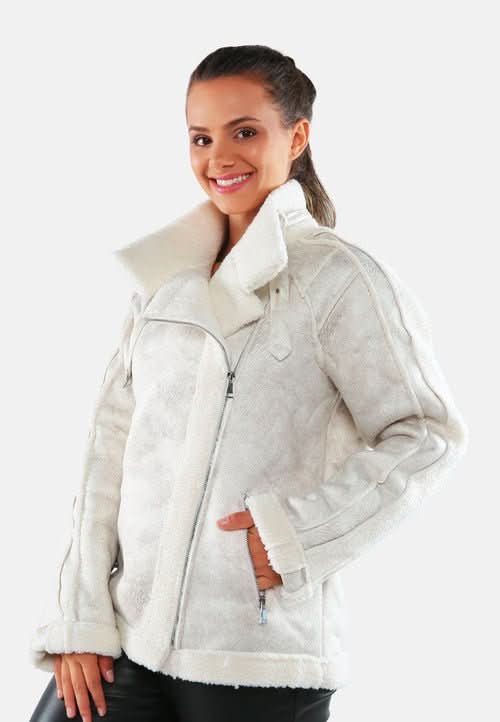 Fur Lined Faux Leather Biker Jacket - Wear and Wander