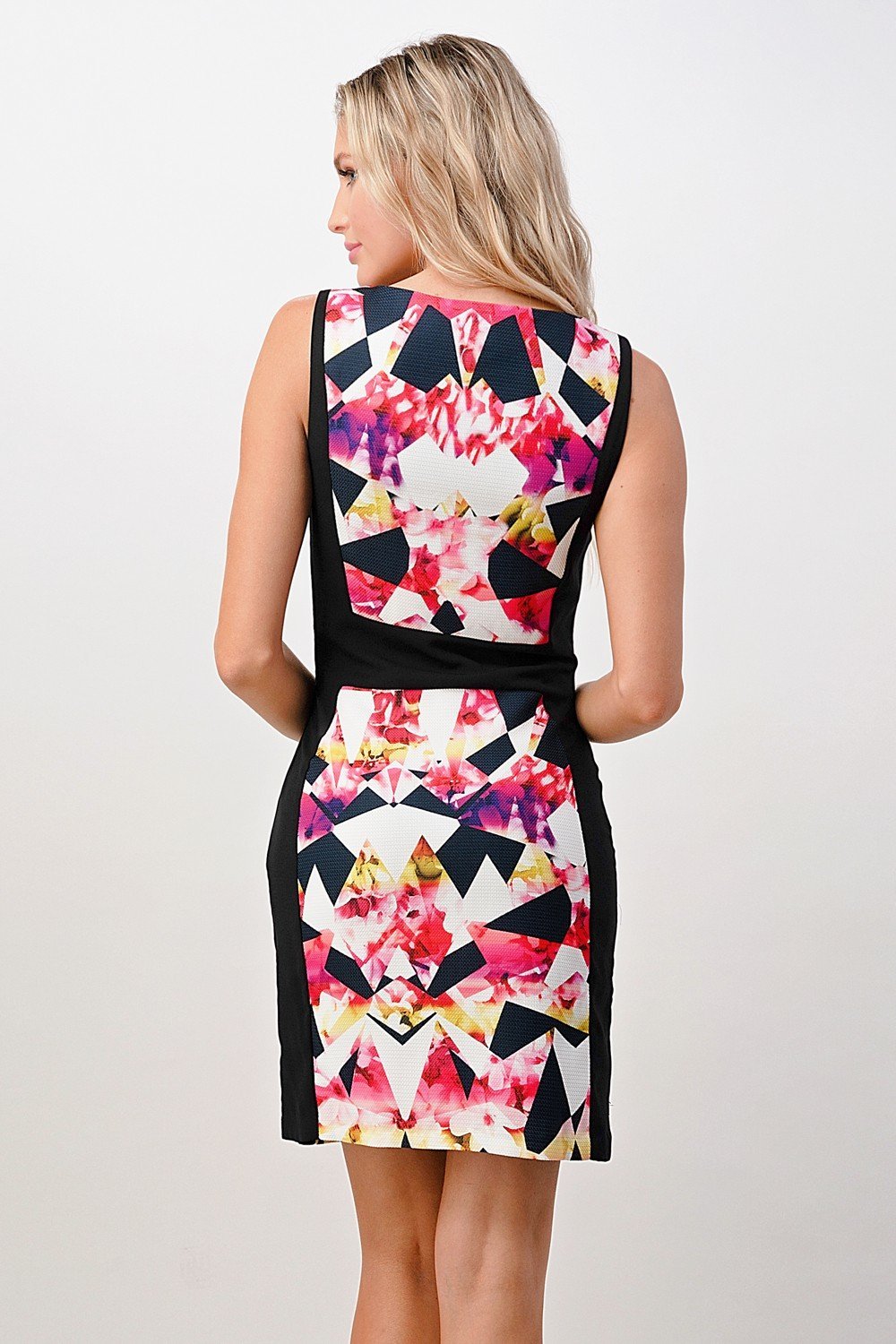 Geometric Floral Print Bodycon Dress - Wear and Wander