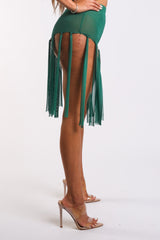 Get Party - Ready with These Fringed Mesh Sexy Shorts GREEN - Wear and Wander