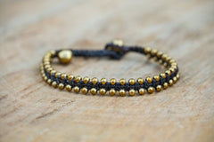 Golden Beaded Boho Brass Bracelet, Hippie Bracelet - Wear and Wander