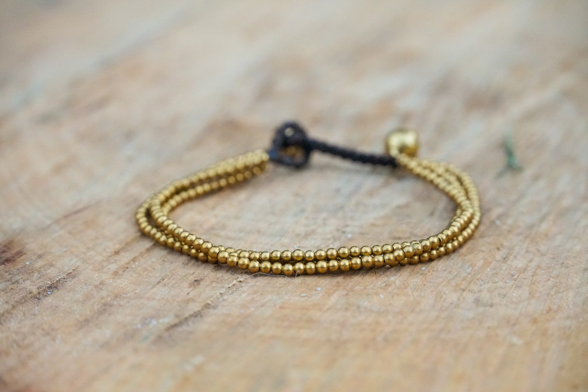 Golden Triple Strand Boho Brass Bracelet, Hippie Bracelet - Wear and Wander