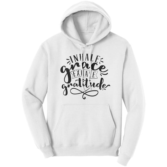 Graphic Hoodie Sweatshirt, Inhale Grace Exhale Gratitude Hooded Shirt - Wear and Wander