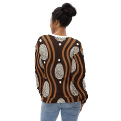 Graphic Sweatshirt for Women Brown White Geometric Lines - Wear and Wander