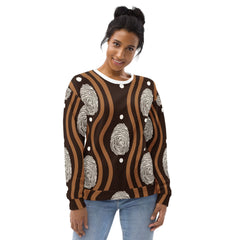 Graphic Sweatshirt for Women Brown White Geometric Lines - Wear and Wander