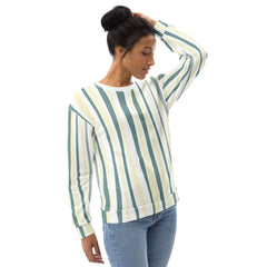 Graphic Sweatshirt for Women Green Yellow Geometric Lines - Wear and Wander