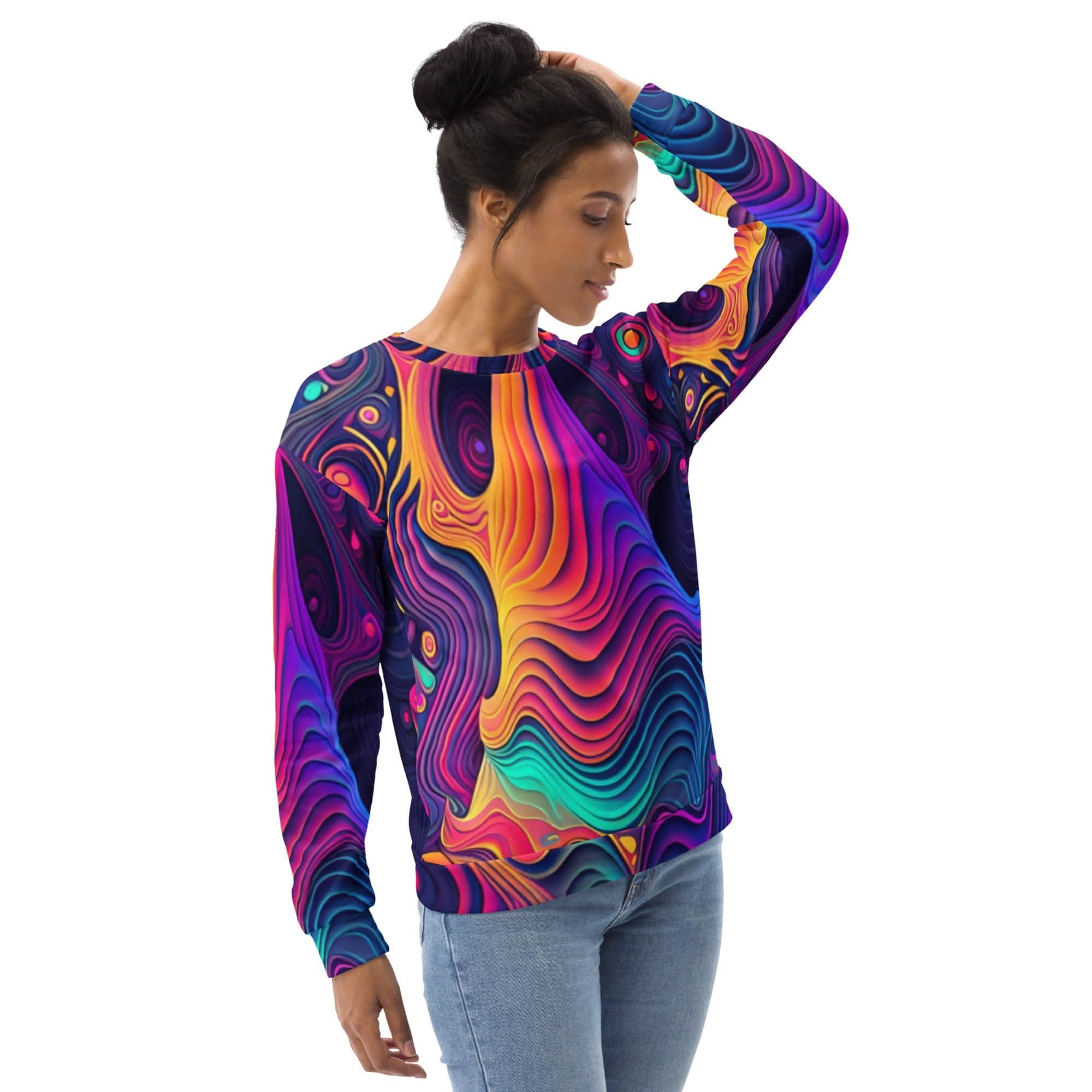 Graphic Sweatshirt for Women Vibrant Psychedelic Kaleidoscope Boho - Wear and Wander