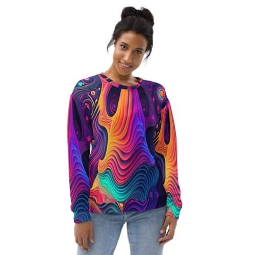 Graphic Sweatshirt for Women Vibrant Psychedelic Kaleidoscope Boho - Wear and Wander