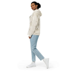 Graphic Zip Hoodie Beige and White Tribal Geometric Aztec Print - Wear and Wander