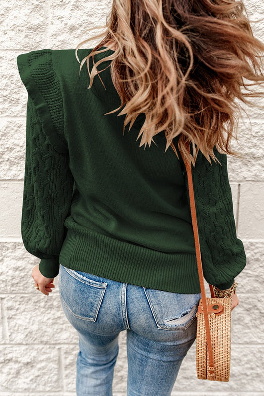 Green Cable Knit Sweater - Wear and Wander