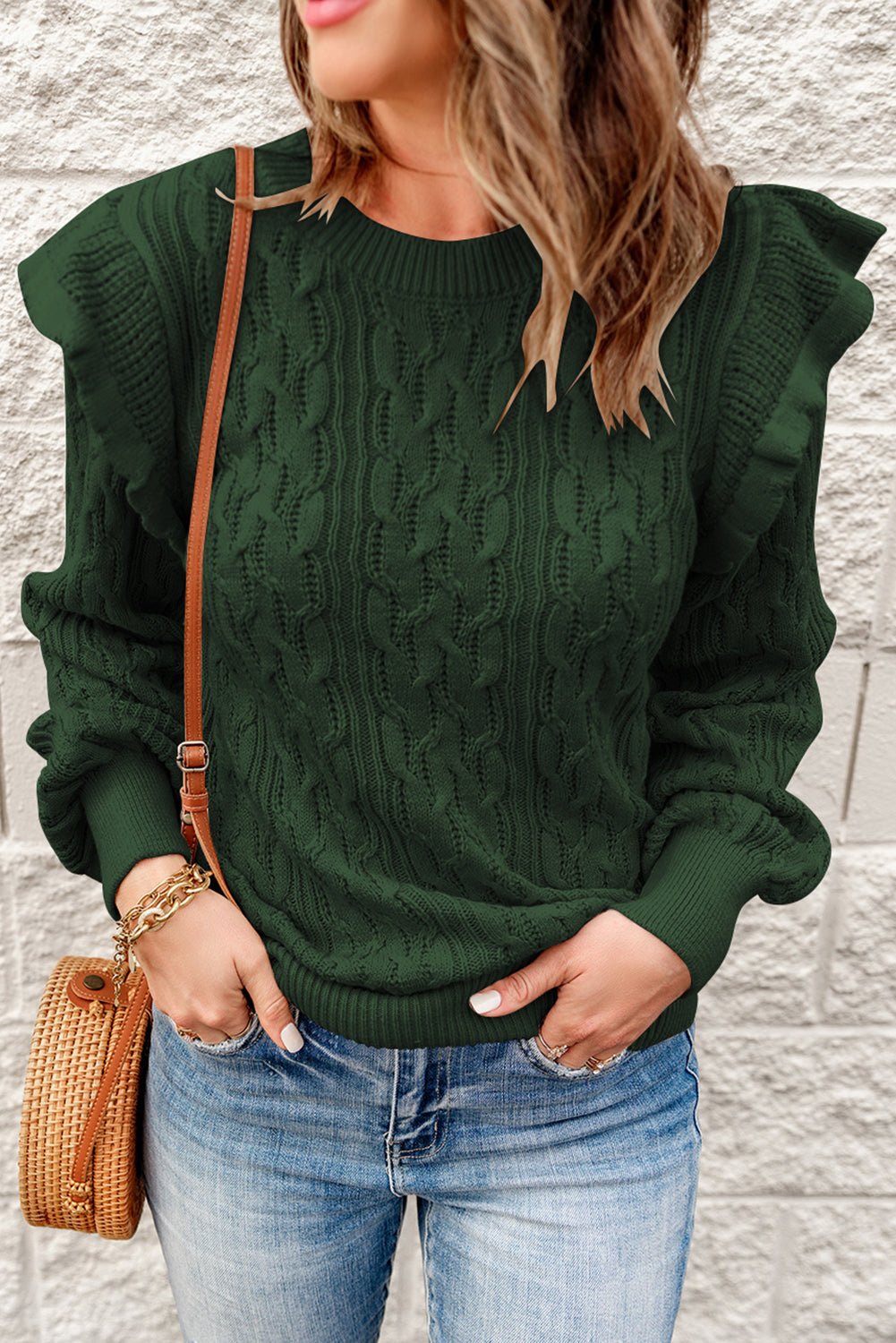 Green Cable Knit Sweater - Wear and Wander