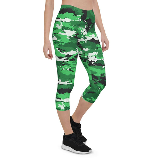 Green Camo Capri Leggings - Wear and Wander