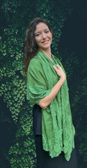 Green Wool and Silk Lace Scarf / Wrap - Wear and Wander