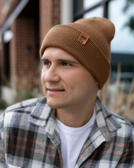 HAAKWEAR Knit Cuffed Beanie - Camel Brown - Wear and Wander