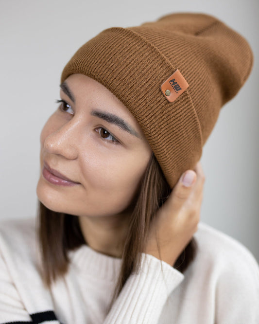 HAAKWEAR Knit Cuffed Beanie - Camel Brown - Wear and Wander