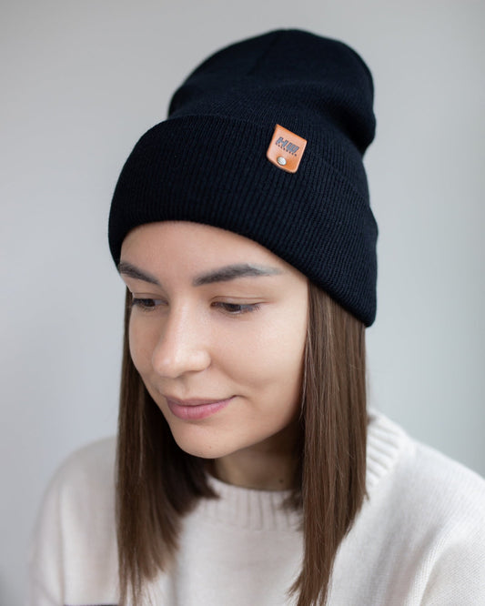 HAAKWEAR Knit Cuffed Beanie - Midnight Black - Wear and Wander