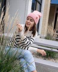 HAAKWEAR Knit Cuffed Beanie - Pearl Pink - Wear and Wander