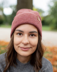 HAAKWEAR Knit Cuffed Beanie - Rusty Burgundy - Wear and Wander