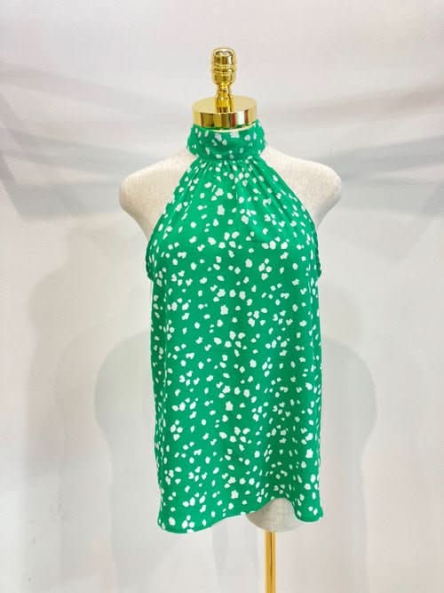 Halter Neck Sleeveless Top with Abstract Print - Wear and Wander