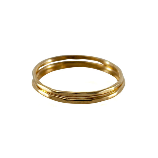 Hammered 14k Gold Filled Slim Ring Stack - Wear and Wander