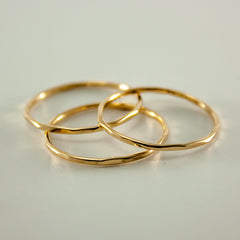 Hammered 14k Gold Filled Slim Ring Stack - Wear and Wander