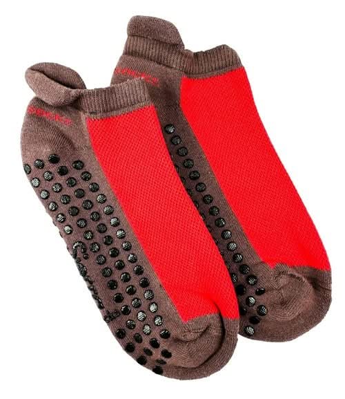Heel Tab Mesh Top Cotton Anklet Socks with Non - Skid Women's Gripper - Wear and Wander