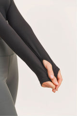 High - Neck Cropped Active Top with Long Sleeves & Thumbholes - Wear and Wander