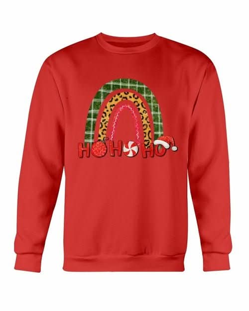 HO HO HO Rainbow Santa Christmas Sweatshirt - Wear and Wander