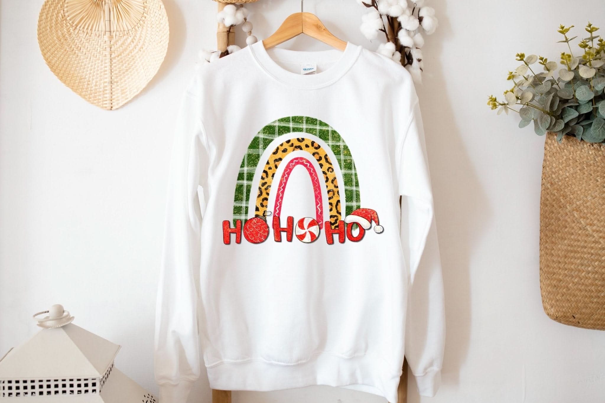 HO HO HO Rainbow Santa Christmas Sweatshirt - Wear and Wander