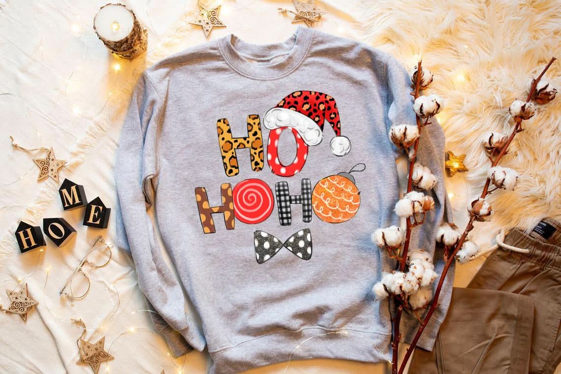 HO HO HO Santa Cap Christmas Sweatshirt - Wear and Wander
