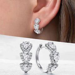 Huitan Luxury Trendy Blue Cubic Zirconia Hoop Earrings Wedding Party Elegant Accessories for Women - Wear and Wander