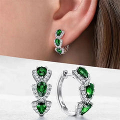Huitan Luxury Trendy Blue Cubic Zirconia Hoop Earrings Wedding Party Elegant Accessories for Women - Wear and Wander