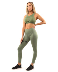 Huntington Set - Leggings & Sports Bra - Olive Green - Wear and Wander