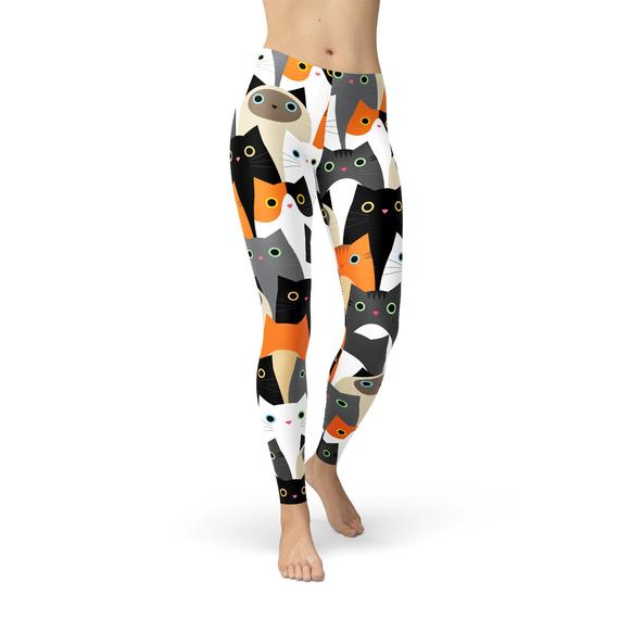 Leggings de mujer con estampado de gatos por todas partes