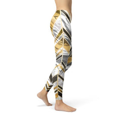 Womens White Marble w/ Black Gold Lines Leggings