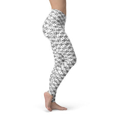 Leggings de dados en blanco y negro para mujer