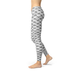 Leggings de dados en blanco y negro para mujer