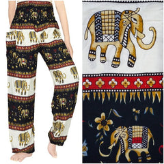 Pantalones negros ELEFANTE Pantalones harén para mujer Pantalones bohemios