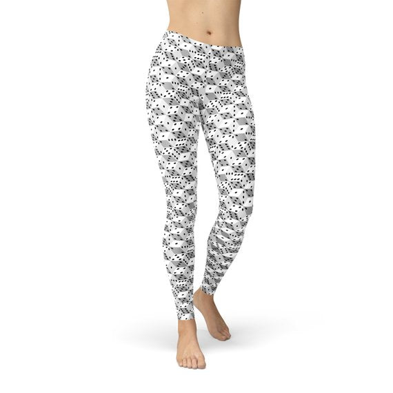 Leggings de dados en blanco y negro para mujer