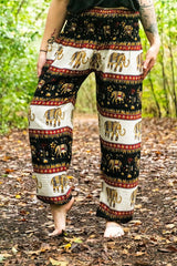 Pantalones negros ELEFANTE Pantalones harén para mujer Pantalones bohemios