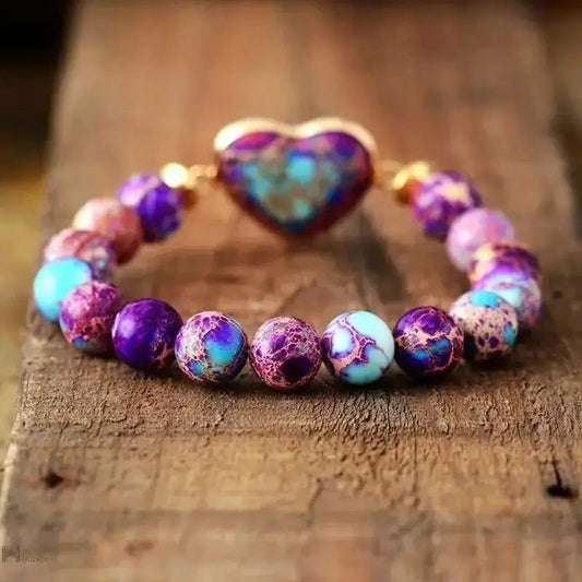 Imperial Jasper Purple Heart Bracelet - Wear and Wander